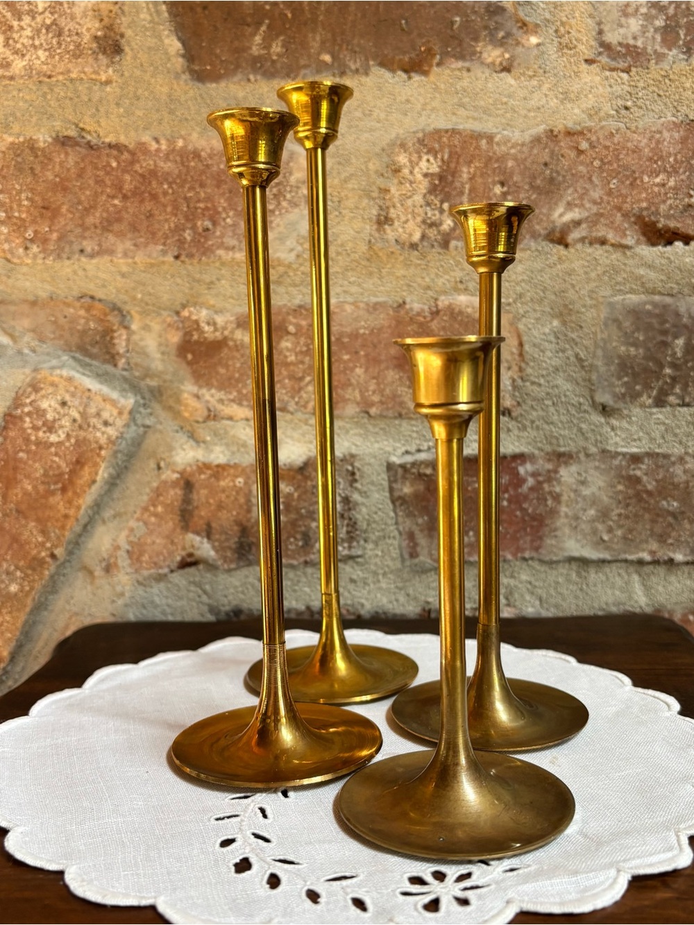 Set of 4 Vintage Brass Candle Holders